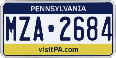 PA license plate MZA2684