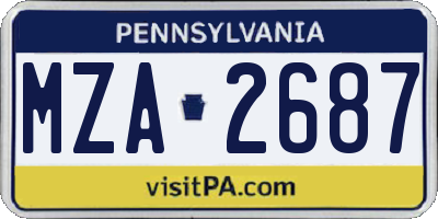 PA license plate MZA2687