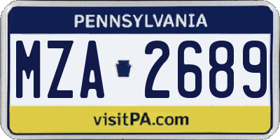 PA license plate MZA2689