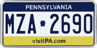 PA license plate MZA2690
