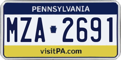 PA license plate MZA2691