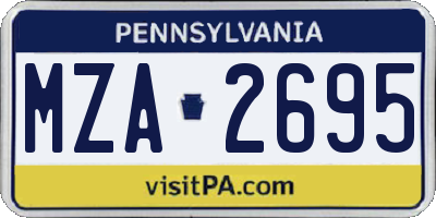 PA license plate MZA2695