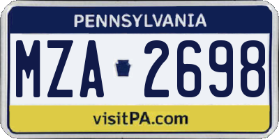 PA license plate MZA2698