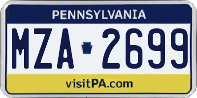 PA license plate MZA2699