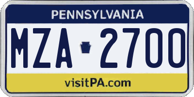 PA license plate MZA2700
