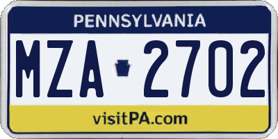 PA license plate MZA2702