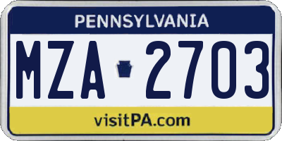 PA license plate MZA2703