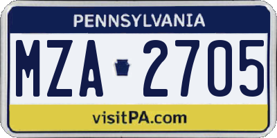 PA license plate MZA2705