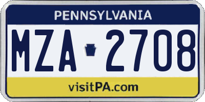 PA license plate MZA2708