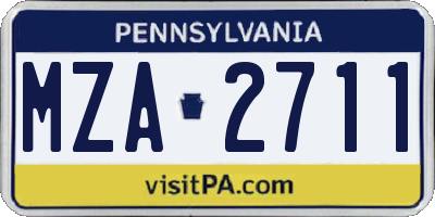 PA license plate MZA2711