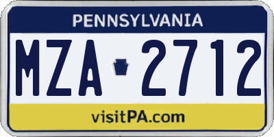PA license plate MZA2712
