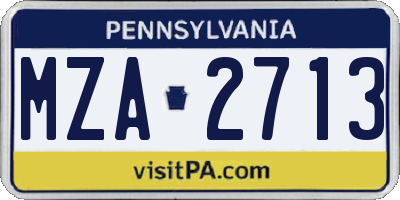 PA license plate MZA2713