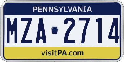 PA license plate MZA2714