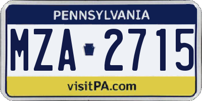 PA license plate MZA2715