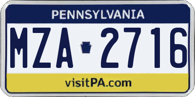 PA license plate MZA2716