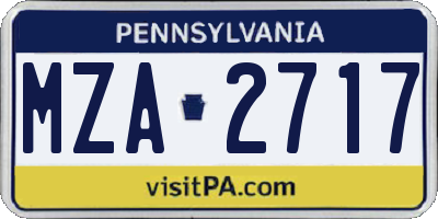 PA license plate MZA2717