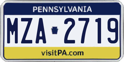 PA license plate MZA2719