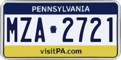 PA license plate MZA2721