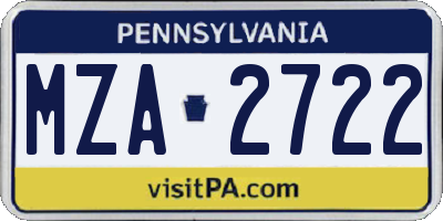 PA license plate MZA2722
