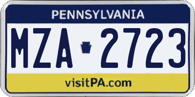 PA license plate MZA2723