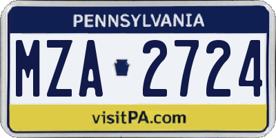 PA license plate MZA2724