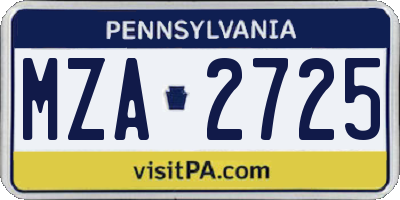 PA license plate MZA2725