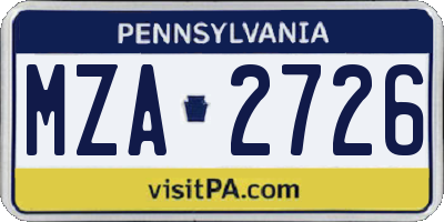 PA license plate MZA2726