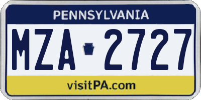 PA license plate MZA2727