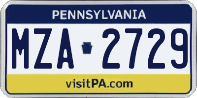 PA license plate MZA2729