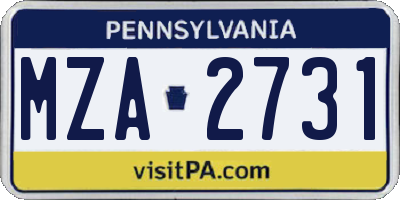 PA license plate MZA2731