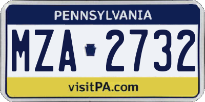 PA license plate MZA2732