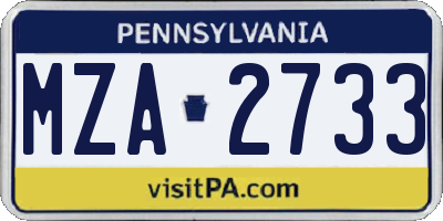 PA license plate MZA2733