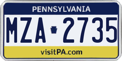 PA license plate MZA2735