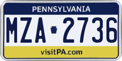 PA license plate MZA2736