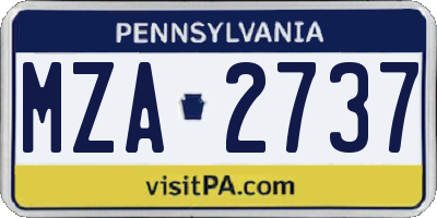 PA license plate MZA2737