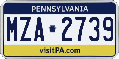 PA license plate MZA2739