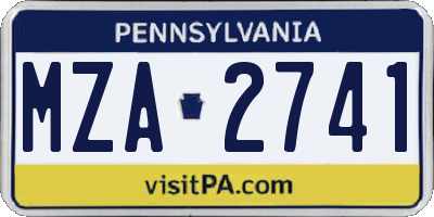 PA license plate MZA2741