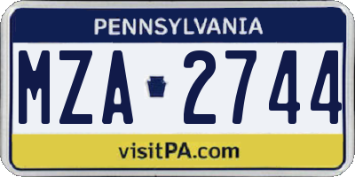 PA license plate MZA2744
