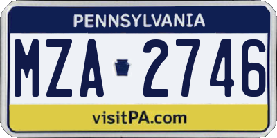PA license plate MZA2746