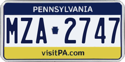 PA license plate MZA2747