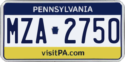 PA license plate MZA2750