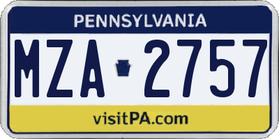 PA license plate MZA2757
