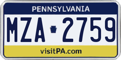 PA license plate MZA2759