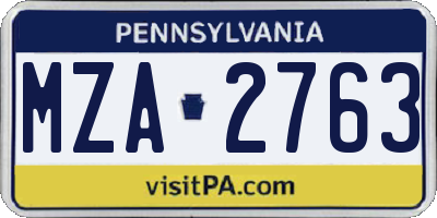 PA license plate MZA2763