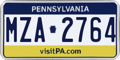 PA license plate MZA2764