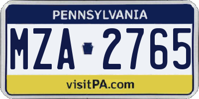 PA license plate MZA2765