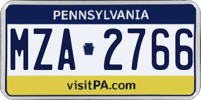 PA license plate MZA2766