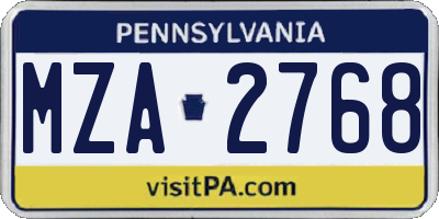 PA license plate MZA2768