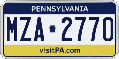 PA license plate MZA2770