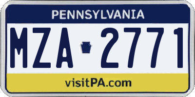PA license plate MZA2771